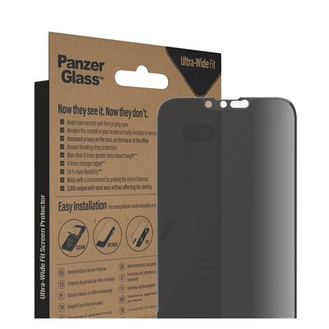 PanzerGlass | Screen protector - glass - with privacy filter | Apple iPhone 13 Pro Max, 14 Plus | Black | Transparent - 3